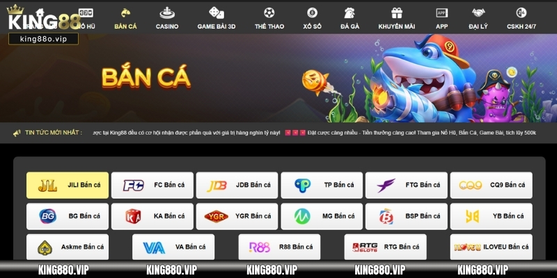 Bắn cá King88 hợp tác với nhiều nhà phát hành uy tín